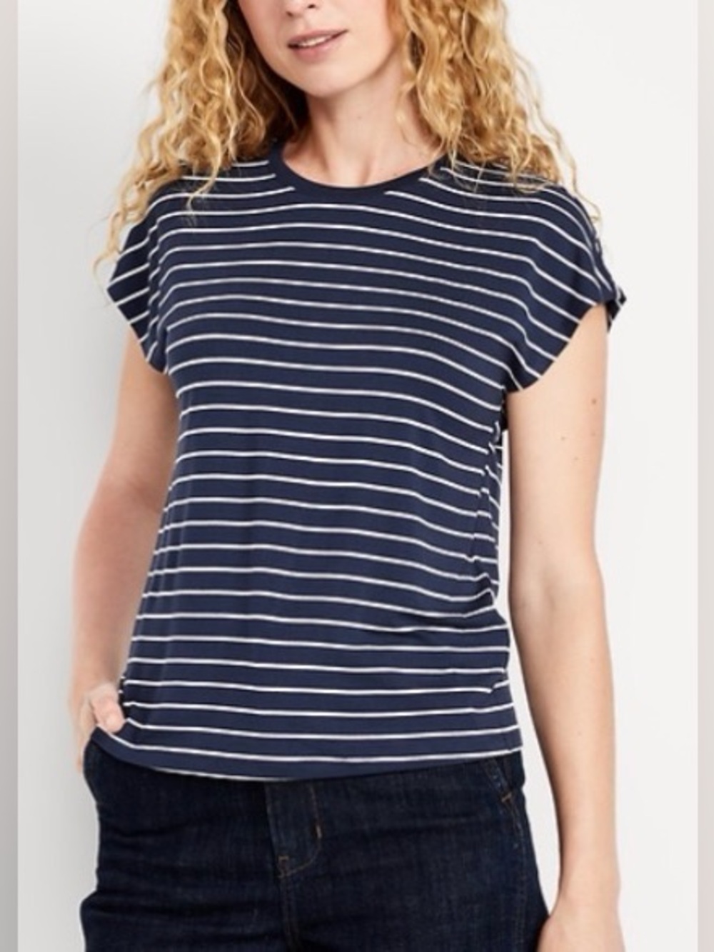 Old Navy Luxe Dolman-Sleeve Top, Arctic Blue Stripe, sz XL Tall